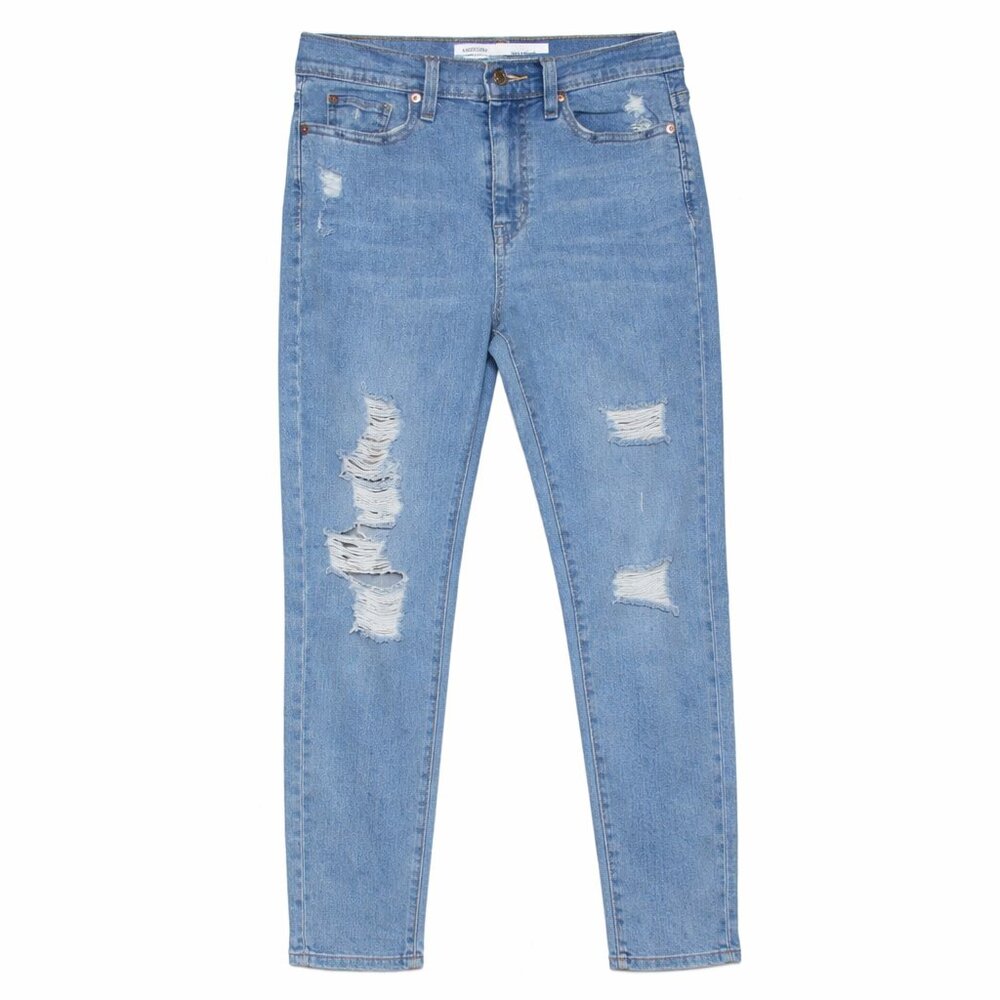SIGNATURE by LEVI STRAUS Mom Jean Light Wash Distressed Jeans Size W28